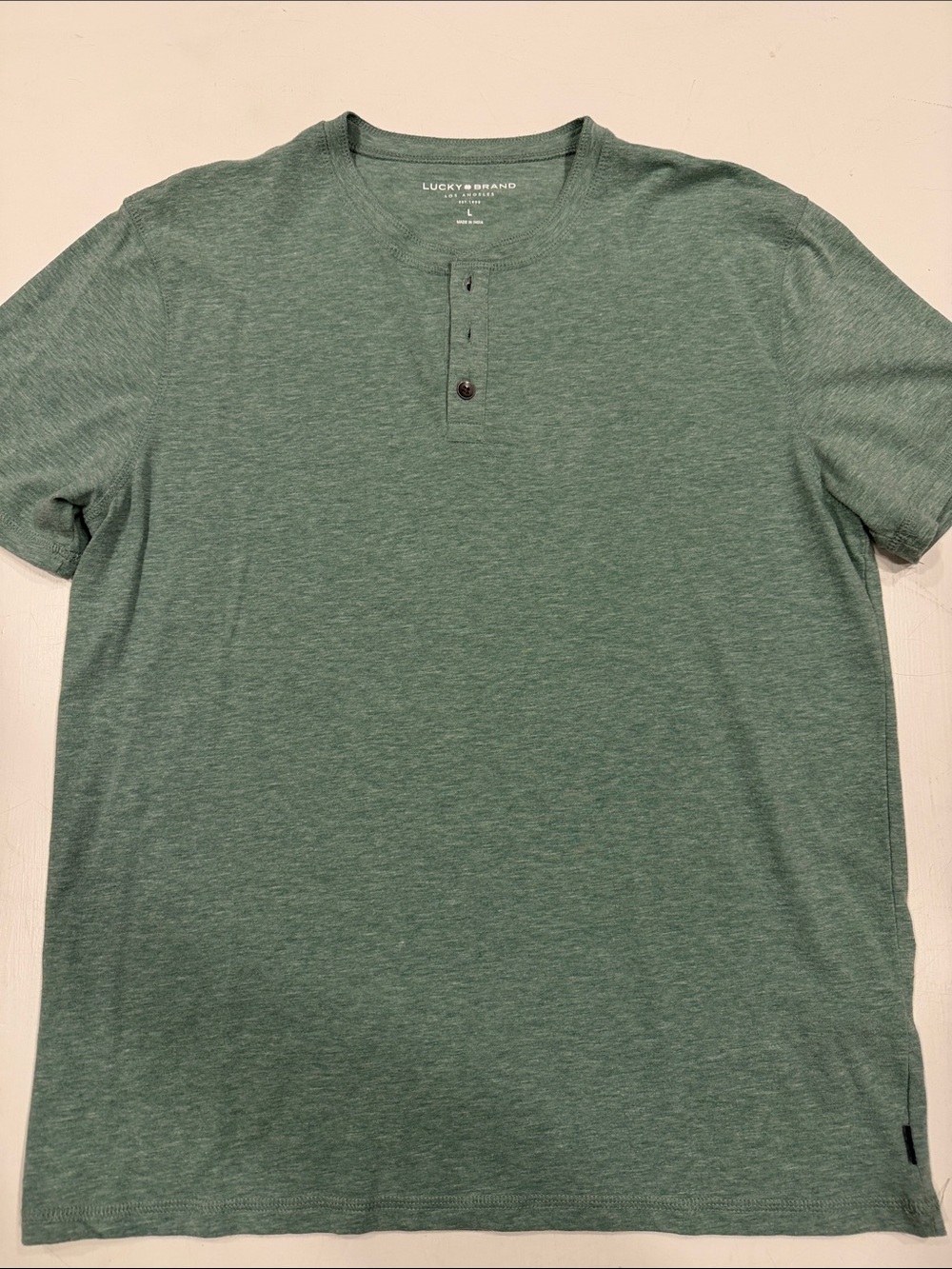 Lucky Brand Heathered Sage Green Short-Sleeve Henley